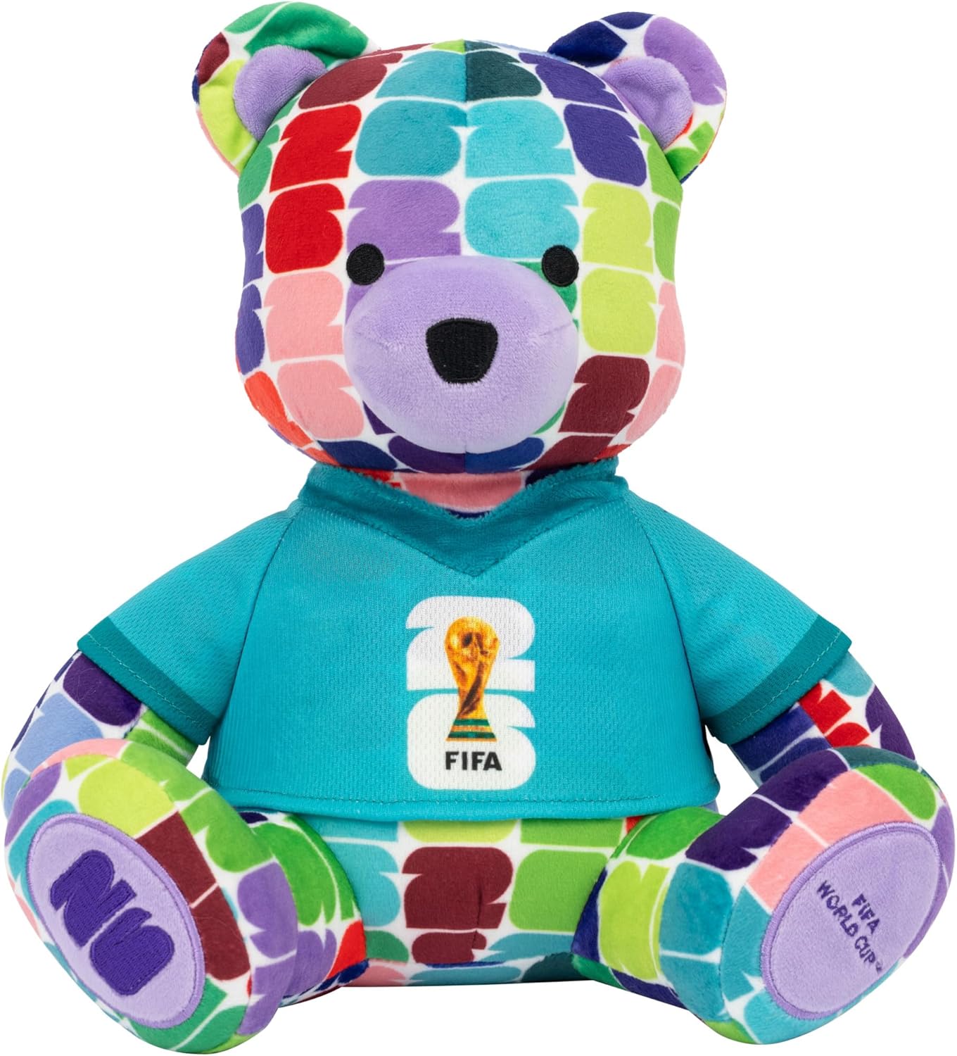 Jazwares FIFA World Cup 2026 10-Inch Colorful Bear Plush — Official Collectible w/ Trophy Logo Tee