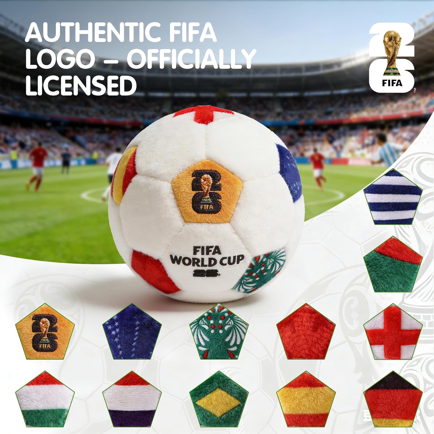 MESUCA FIFA World Cup 2026 Mini Soccer Ball Plush Keychain Pillow — 4.72" — lifestyle view
